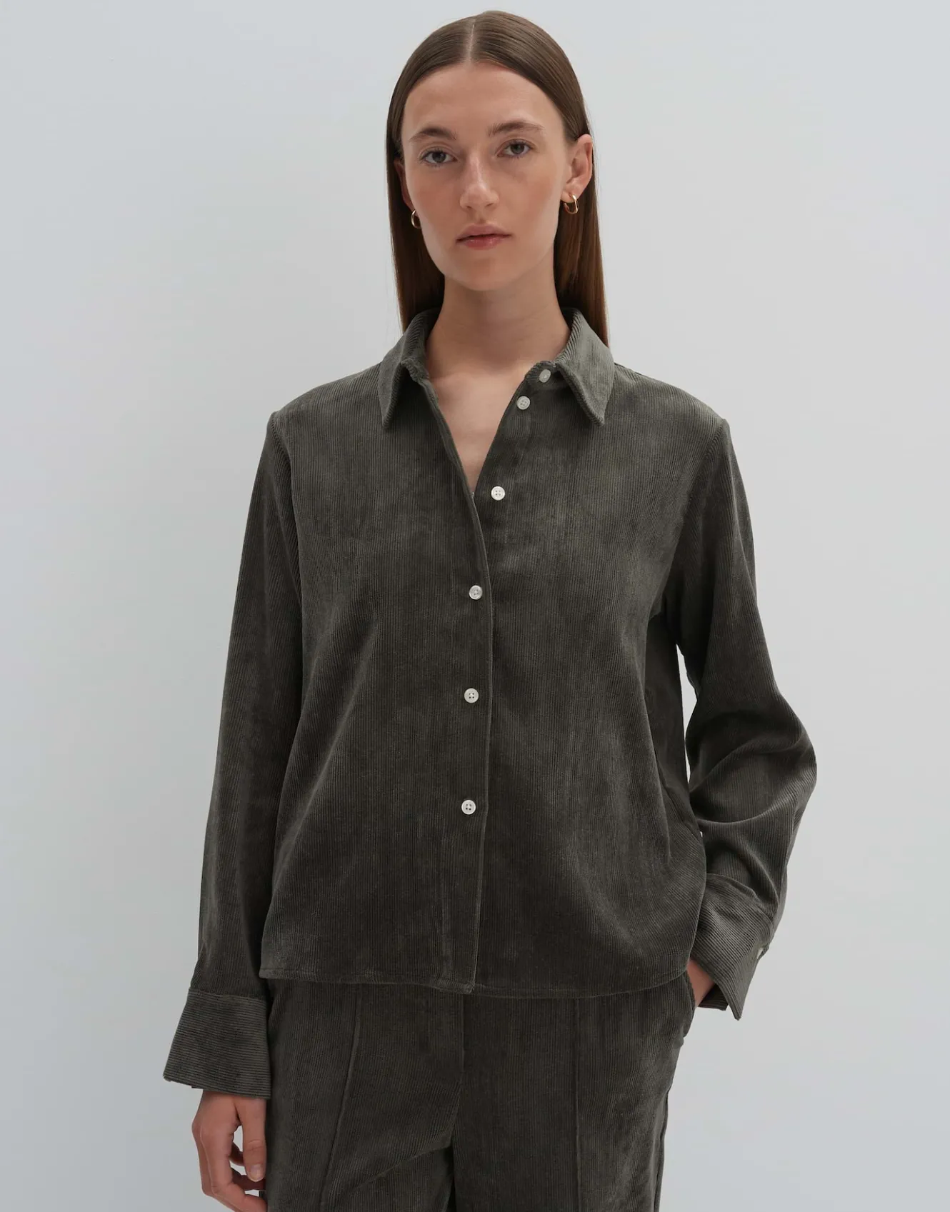 Corduroy Bloes Zortney Detail Groen Online Bestellen*OPUS Online