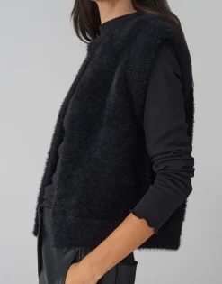 Faux-fur Bodywarmer Desto Zwart Online Bestellen*OPUS Clearance