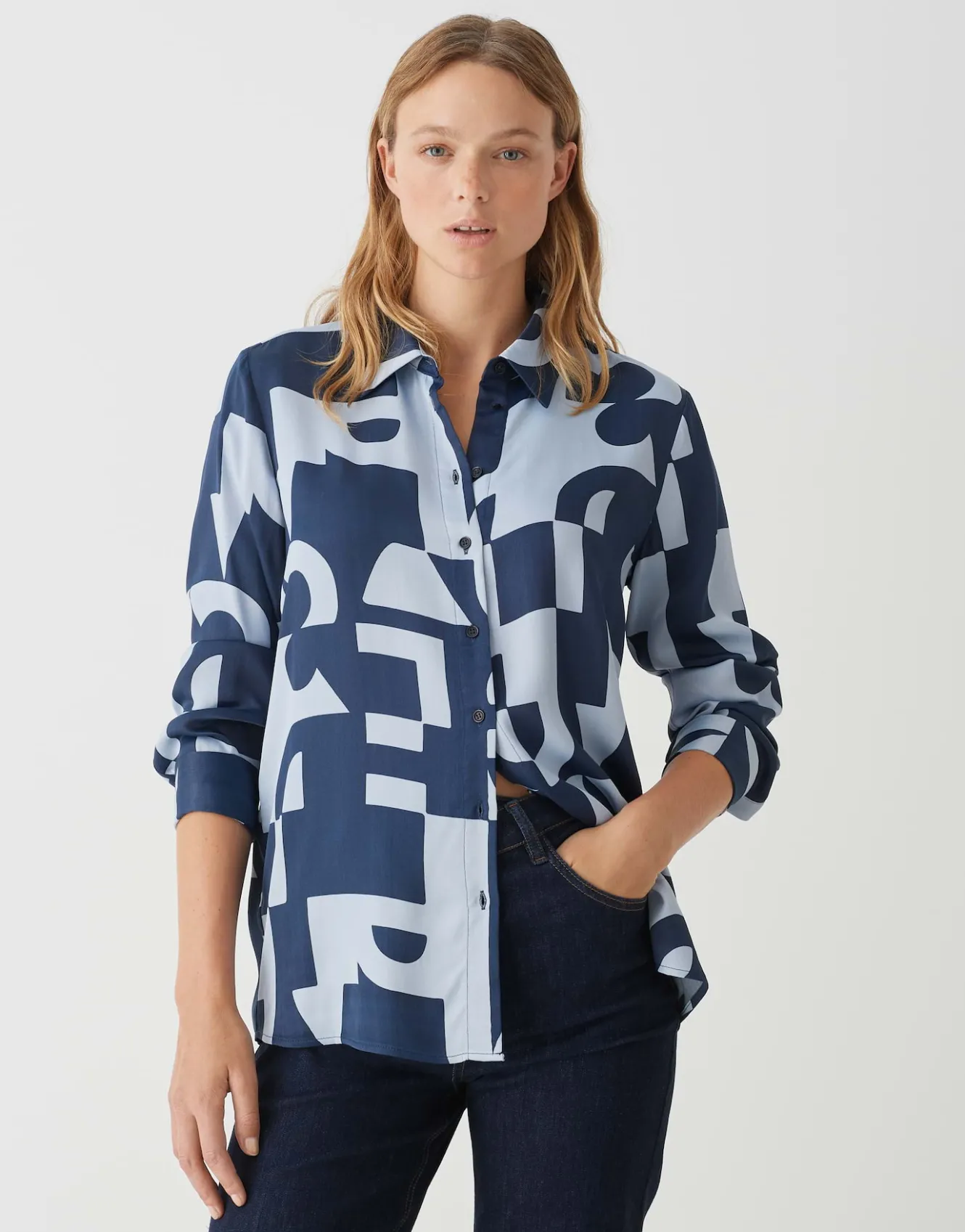 Overhemdblouse Falkina Bold Blauw Online Bestellen*OPUS Sale