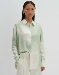 Satijnen Blouse Zisakia Groen Online Bestellen*OPUS Best Sale