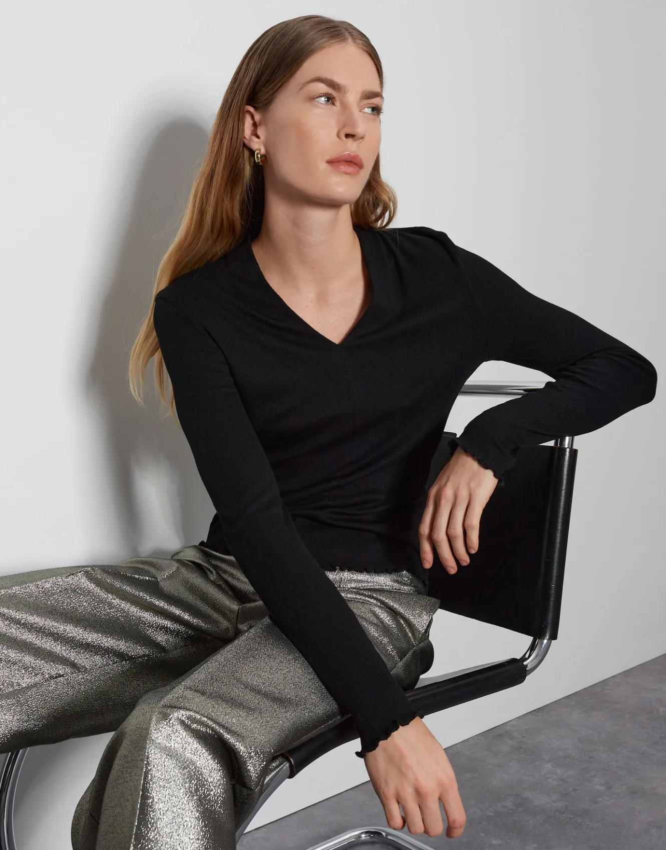 Shirt Met V-hals Kalya Zwart Online Bestellen*OPUS Discount